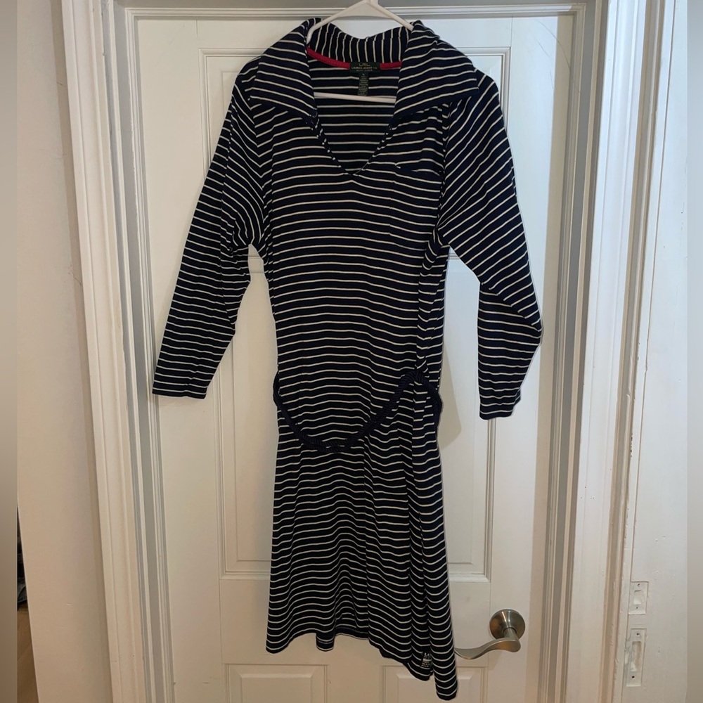 LRL Navy and White Striped Dress Size XL